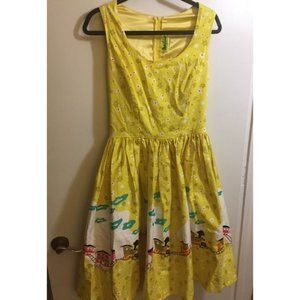 Pinup Couture Yellow Disney Mary Blair Retro Sundress Size Large